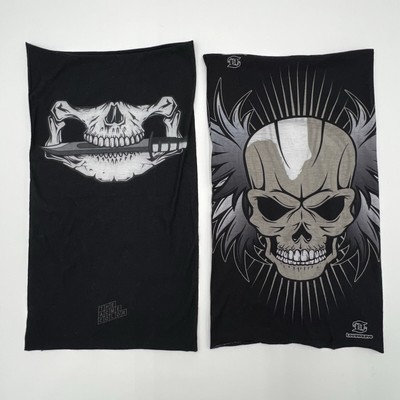 2 Pack Black Death Skull Neck Gaiter Face Cover Tube Knife Wings Mask Freedom