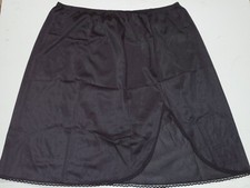 Vintage Half Slip Black Lace Cabernet Lingerie Skirt Knee Nylon L 20"/42 Black