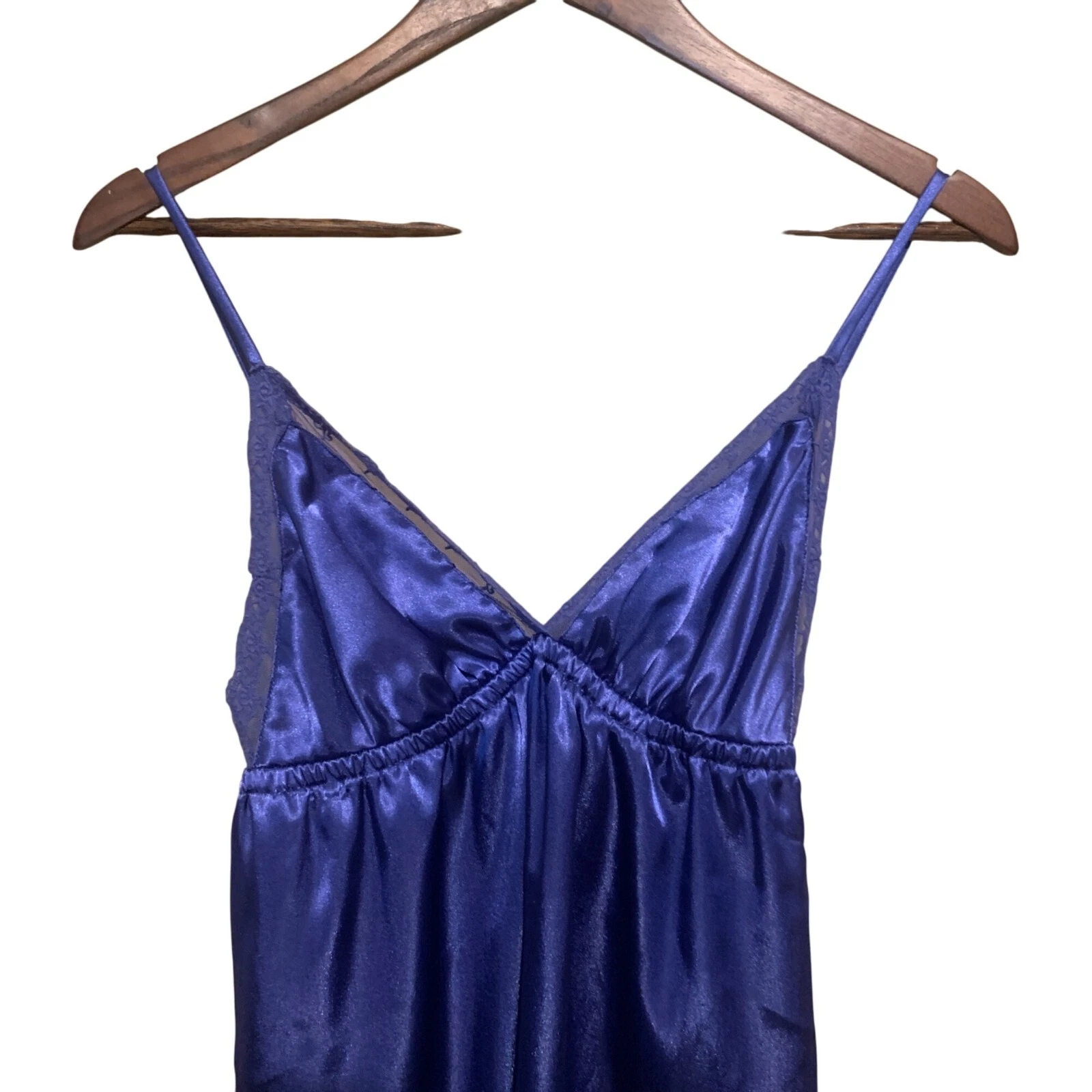 UNDERCOVER Vestito donna vintage lilla e lavanda raso babydoll slip orlo pizzo blu taglia M Y2K