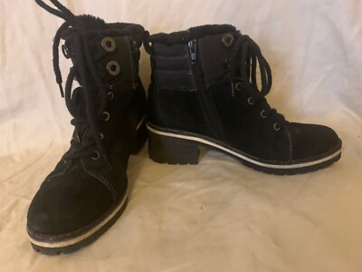 Anne Klein Sport black faux fur lined ankle boot