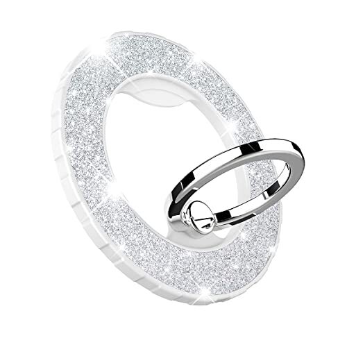 Magnetic Phone Ring Holder for magsafe, Glitter Magnetic Grip Glitter Silver - Photo 2 sur 7