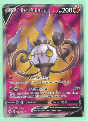 chandelure v pokemon card value Chandelure V 039/264 Fusion Strike NM Full Art Ultra Rare Pokemon Card
