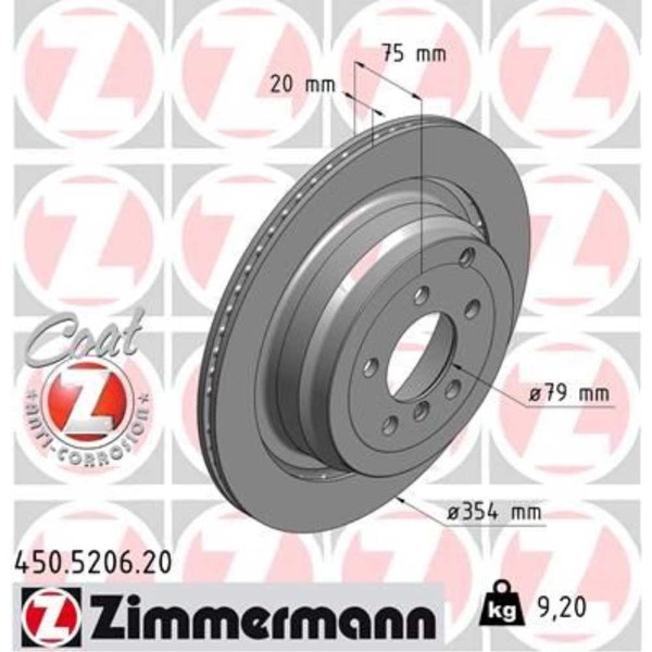 Zimmermann 2X Bremsscheibe Hinten Ø352 Mm AußEnbelüFtet FüR Land Rover Range LM-image