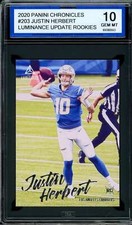 Justin Herbert Rookie 2020 Panini Chronicles Luminance Update #203 ISA 10 GEM MT
