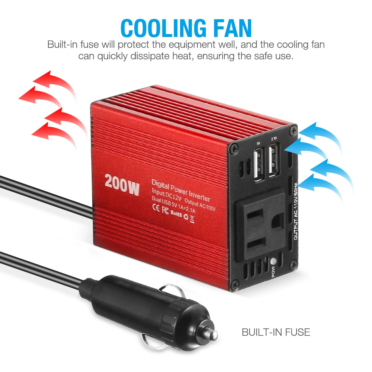 Cigarette lighter 2024 to 110v plug