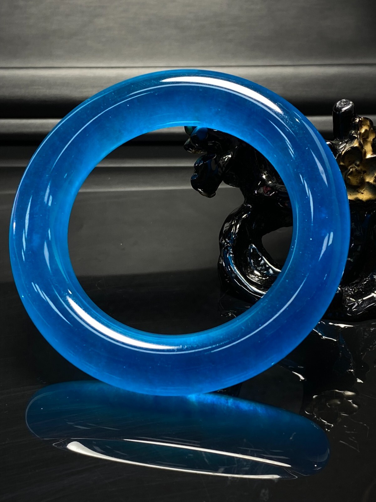 Certified Natural Grade AAA Ice Blue Burmese Jade jadeite bracelet bangle 60MM