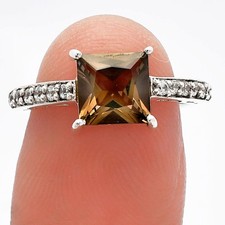 Smoky Quartz - Brazil  Zircon 925 Sterling Silver Ring s.7 Jewelry R-1718