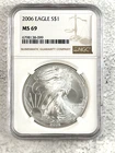 2006 $1 American Silver Eagle 1oz .999 Fine-NGC MS69-Brown Label