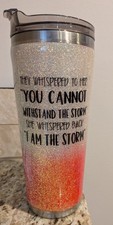 HOGG Glitter Stainless Steel 24 oz Tumbler Slide Lock Lid 'I Am The Storm' Quote