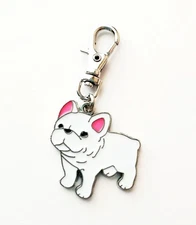 FRENCHIE BULLDOG CHARM DOG CAT COLLAR JEWELRY ZIPPER PULL PURSE BACKPACK BAG PET