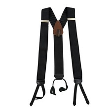 Trafalgar Suspenders Mens One Size Black Elastic Button Attachment Silver Braces