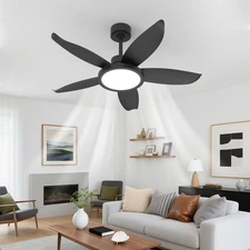 42" Black Eye-Protection Ceiling Fan Light 3CCT Dimmable ABS Blades with Remote