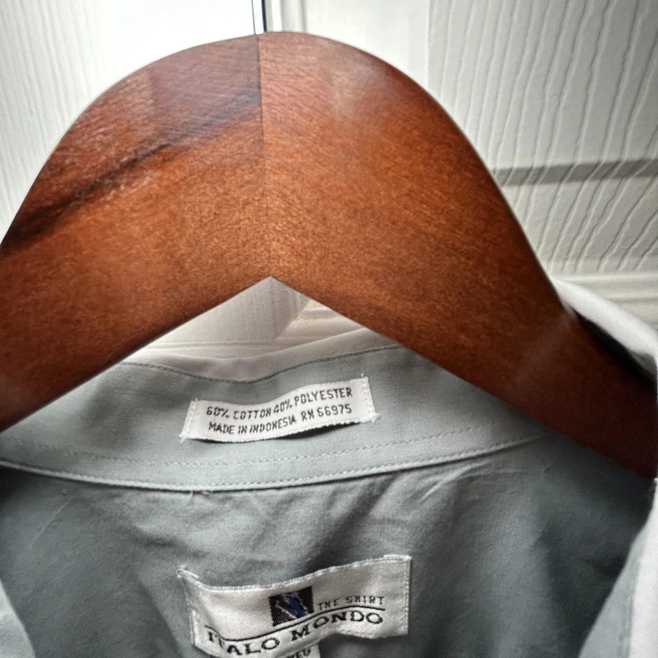 Italo Mondo Dress Shirt Men's XL Grey Blue Button Down Cuff link Formal - Image 4 of 4