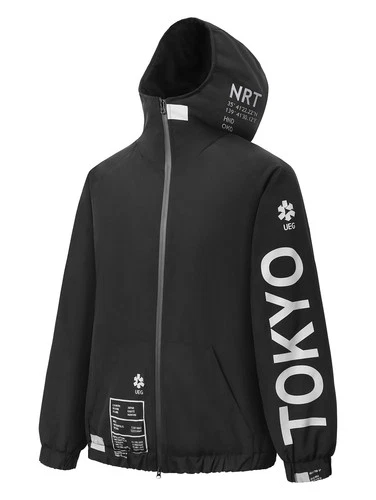 Niepce Men's Techwear Streetwear Hooded Jacket Black Windbreaker Zip Up Coat image 4