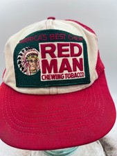 VINTAGE Red Man Tobacco Patch Baseball Hat Trucker Snap Back Mesh Farmer