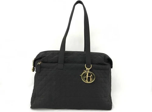 Sac fourre tout Christian Dior Lady Dior noir canage matelassé bandoulière occasion