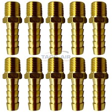 10 Pack 3/8" ID Hose Barb x 1/4" Male NPT Pipe Thread Brass Straight Fitting