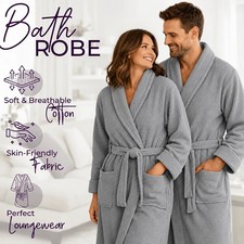 Unisex Waffle Bath Robe 100% Cotton Hotel Spa Dressing Gown Bathrobe Nightwear