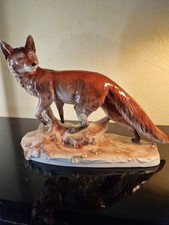 Fuchs aus Porzellan um 1930, Manufaktur Sitzendorf XL , Th&uuml;ringen VINTAGE