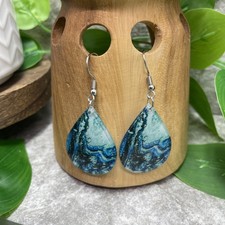 2  Silver-tone Bohemian Acrylic Tear Drop Dangle Earring Set New Free Ship C1848