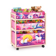 HOMCENT Kinder Spielzeug Organizer mit R&auml;dern und 6 Aufbewahrungsbeh&auml;ltern