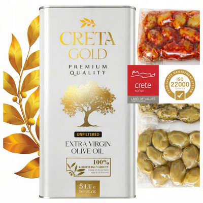 Creta Gold Natives Olivenöl Extra 5L ungefiltert Ernte 2025 + 1x Oliven nach Wah