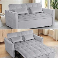 Sofa Bed Couch Sleeper Loveseat Convertible Pull-Out Bed Couch With Side Pockets