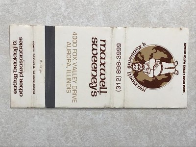 BA511 Matchbook Cover Maxwell Sweeneys Restaurant Aurora Illinois IL