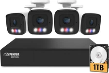 Defender AI Sentinel 4K PoE Security Camera System – 8CH NVR w/ 4 Cams 1TB - NIB
