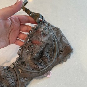 Victoria's Secret Designer Swarovski Crystal Ash Grey Bra