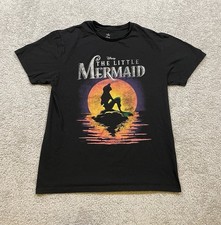 Vintage Disney The Little Mermaid T-Shirt Women's Medium Black Ariel Sunset