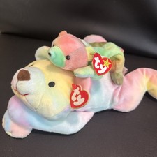 Ty Pillow Pal Sherbet Beanie Baby Sammie - Tie Dye Bear Lot - MINT W/MINT TAGS