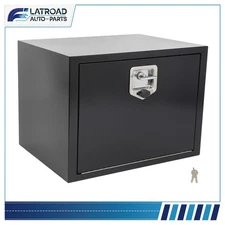 Black w/Lock 24"×18"×18" Iron Tool Box Underbody Truck Storage Tool Box