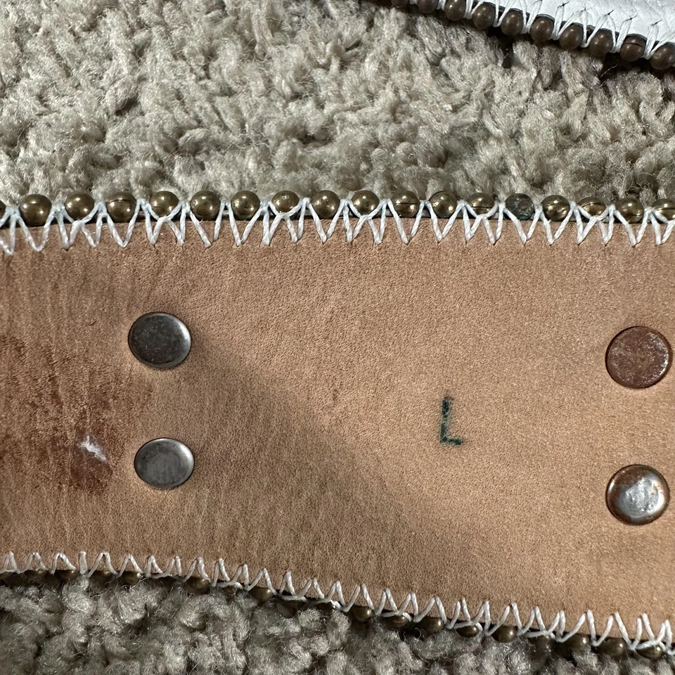 Cinturón Streets Ahead Mujer Grande Cuero Blanco Tachonado Mezcla Metal Western 23100 Foto 3 de 4