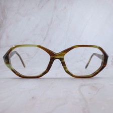 American Optical Vintage Geometric Cat Eye Eyeglass Frames Brown Green Marbled