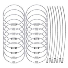 25 Pack Wire Keychain Cable 2mm 6.3 Inches Nylon Coated Stainless 25 Pcs Silver