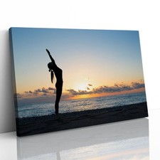 Yoga Silhouette at Dawn Canvas Framed Print Picture Wall Art