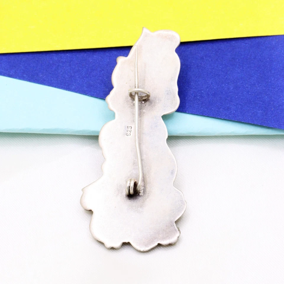 925 Argento Blu & Bianco Pietra Bello Matrimonio Spilla Gioielli Regalo - Immagine 3 di 4