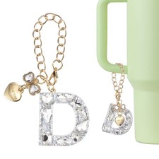 Letter Charm for Stanley Tumbler Cup, Bow Heart Initial D Letter Charm, White