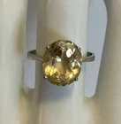 Vintage 925 Sterling Silver Estate Ring Size 7.5 Oval Cut Champagne Yellow Stone