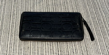 CAROLINA HERRERA BLACK LOGO EMBOSSED LEATHER ...