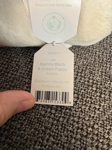 BNWT ‘I Am Bashful Black & Cream Puppy Soother’ Baby Jellycat Genuine - Picture 4 of 7
