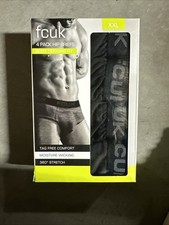 Men's 4 Pack Hip Briefs FCUK Choose size Tag Free, Moisture Wicking XXL