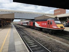 Photo A2 EMR HST at Leicester  A former LNER HST branded for EMR. c2020