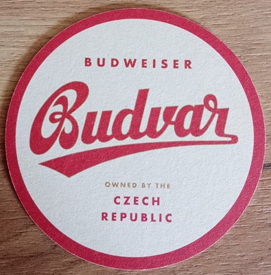 Bierdeckel Budvar, Budweiser, Tschechien, Czech, CZ, Enjoy Beet, rot-weiß, Bier
