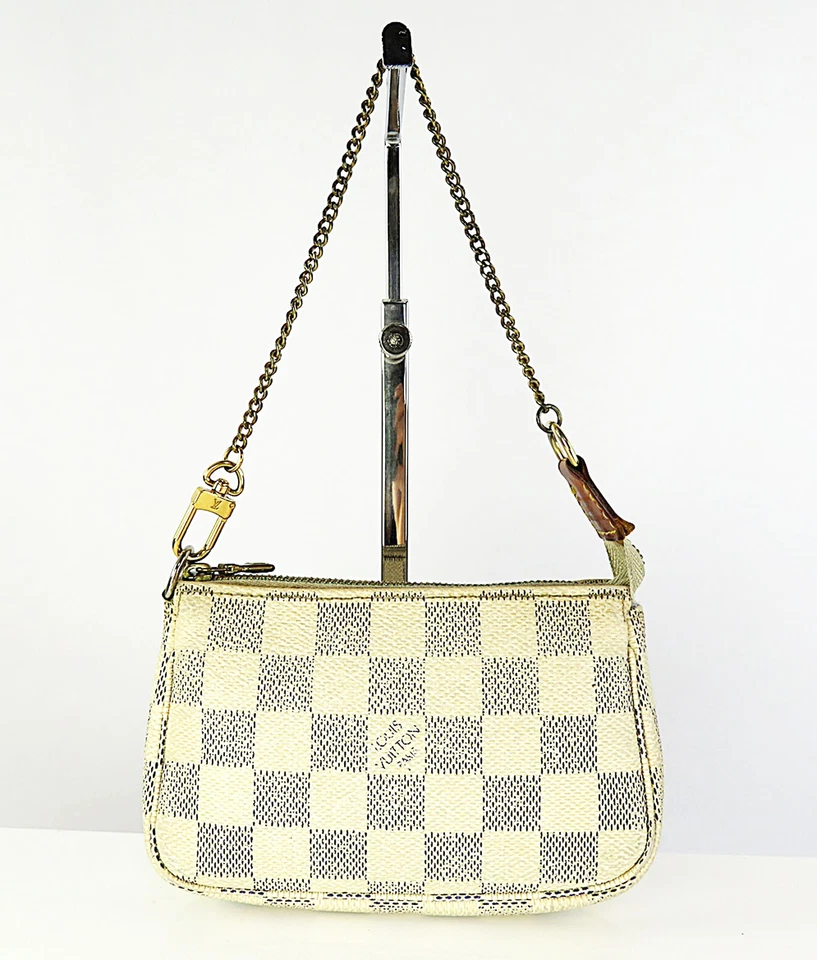 Auth LOUIS VUITTON Accessory Pochette MIni Damier Azur Hand Bag Purse #60785 - Image 2 of 4