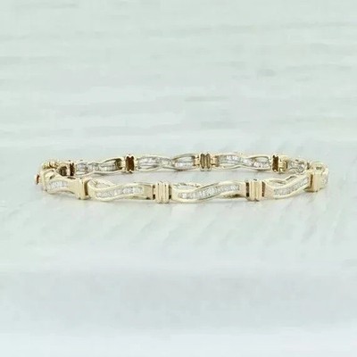 6 Karat Baguette Lab-Created Diamant Damen Tennis Armband 14K Gelbgold Finish