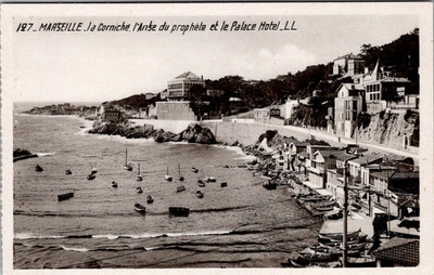 Marseille France La Corniche Plage du Prophete Beach Scene Postcard [AB]