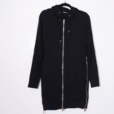Balmain Mens Black Long Side Full Zip Cotton ...
