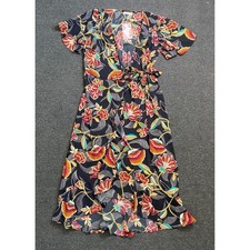 Free People Band of the Free Wrap Dress Black Floral Womens Large High Low New